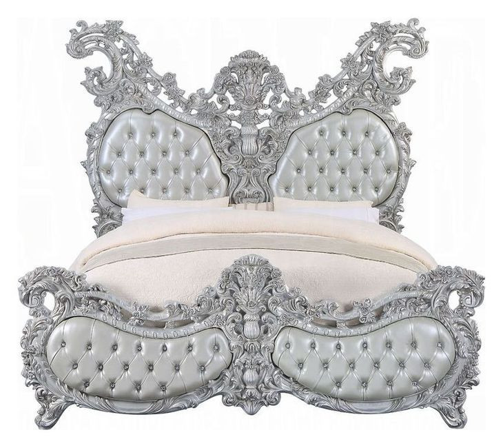 Valkyrie Antique Platinum King Upholstered Panel Bed