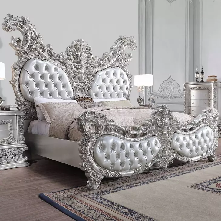 Valkyrie Antique Platinum Upholstered Panel Bedroom Set