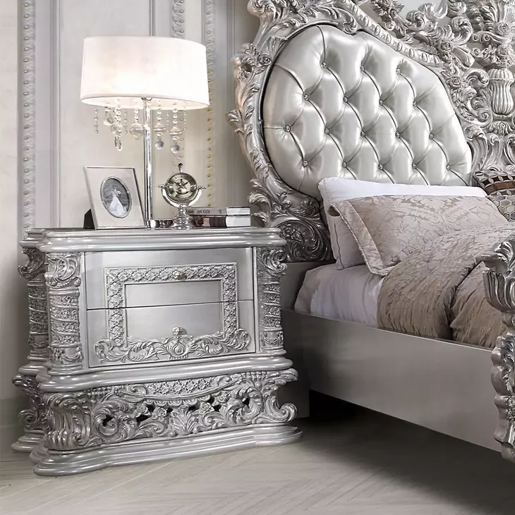 Valkyrie Antique Platinum 2 Drawer Nightstand