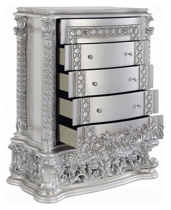 Valkyrie Antique Platinum Upholstered Panel Bedroom Set from ACME