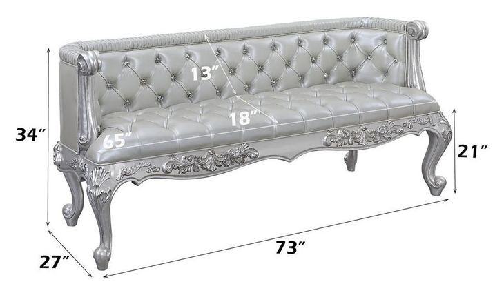 Valkyrie Antique Platinum Upholstered 73" Accent Bench