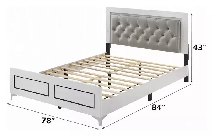 Casilda Gray and White King Upholstered Panel Bed with LED