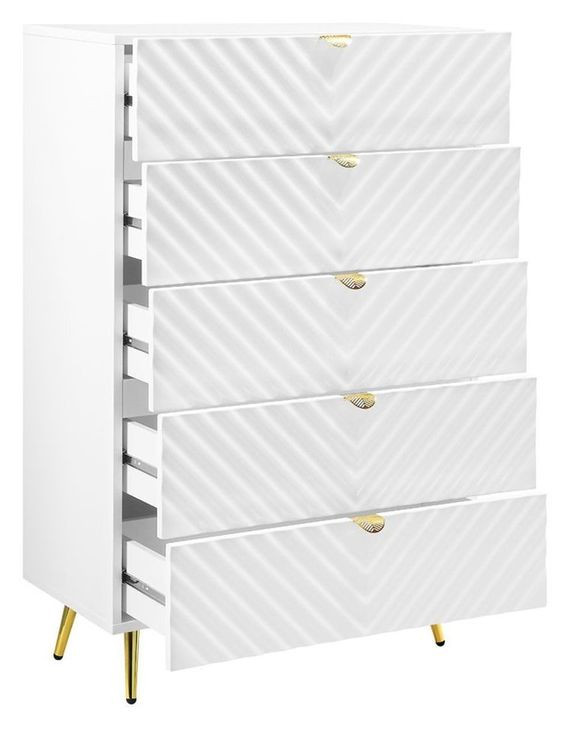 Gaines White 5 Drawer Chest