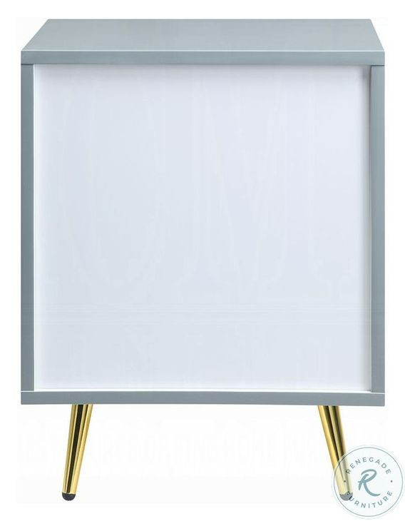 Gaines Gray High Gloss 2 Drawer Nightstand