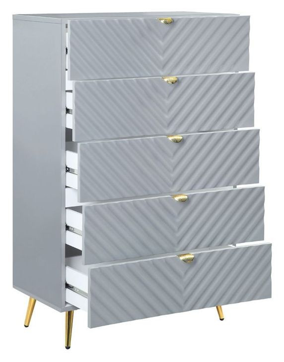 Gaines Gray 5 Drawer Chest