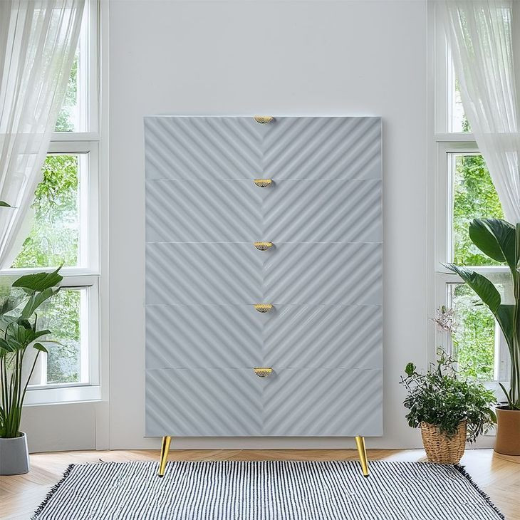 Gaines Gray 5 Drawer Chest