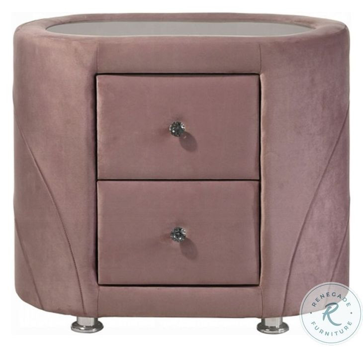 Salonia Pink Velvet 2 Drawer Nightstand