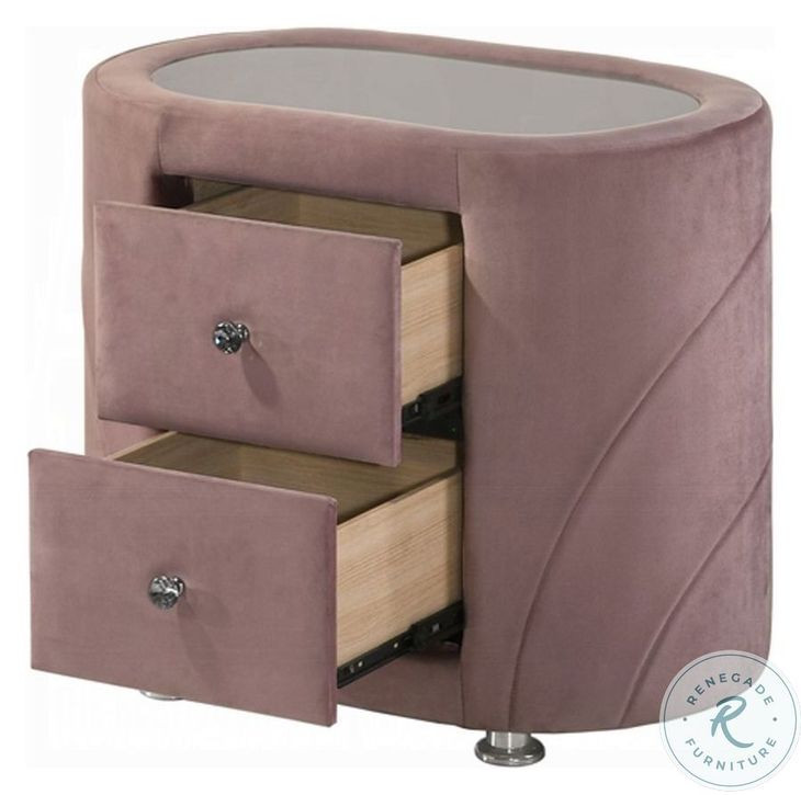 Salonia Pink Velvet Upholstered Platform Bedroom Set