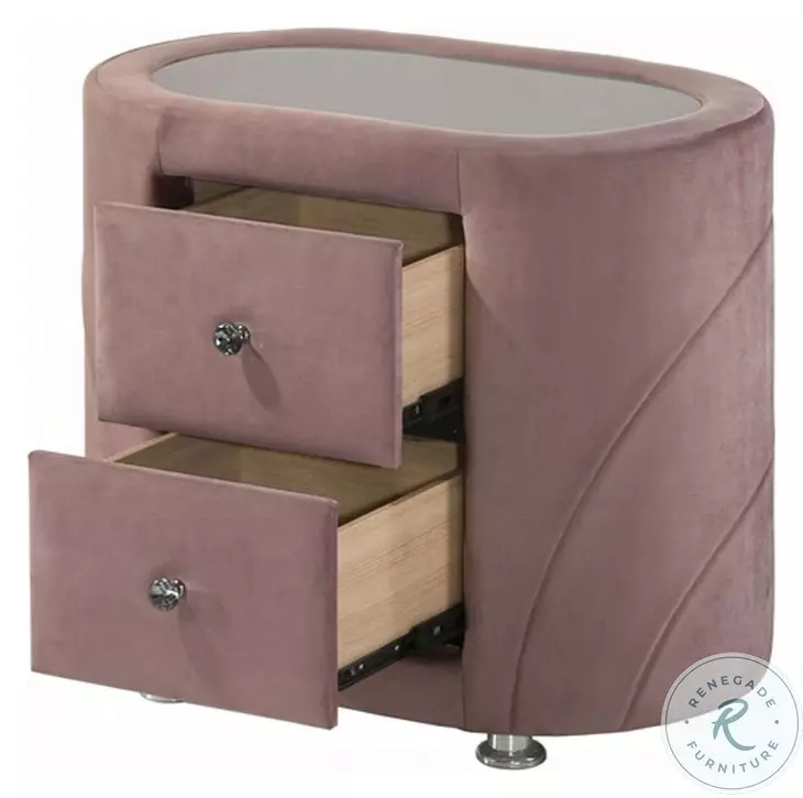 Salonia Pink Velvet Upholstered Platform Bedroom Set