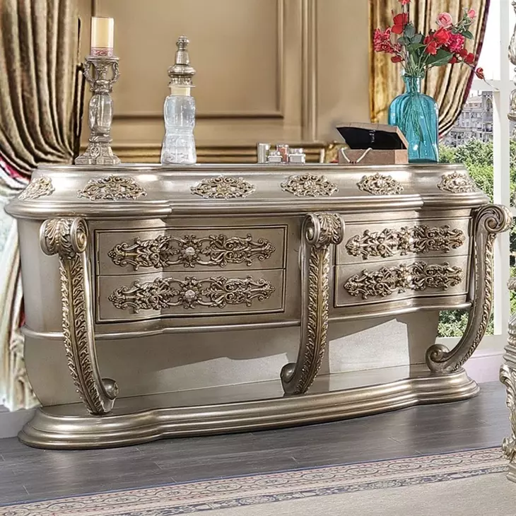 Danae Champagne and Gold 4 Drawer Dresser