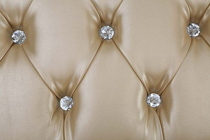 Sorina Antique Gold Upholstered 66" Accent Bench with Nailhead Trim