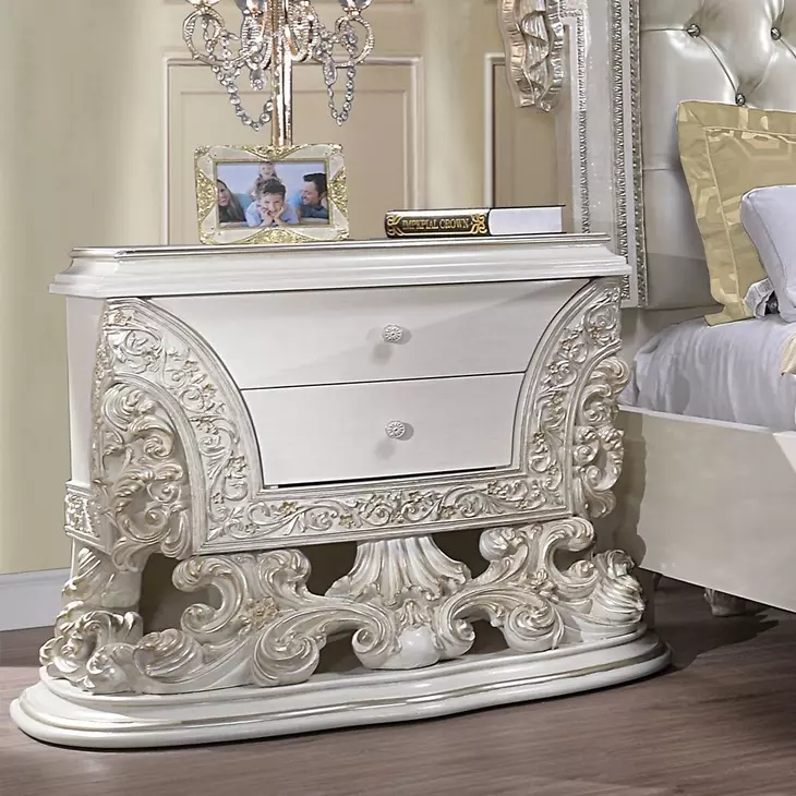 Adara Antique White 2 Drawer Nightstand