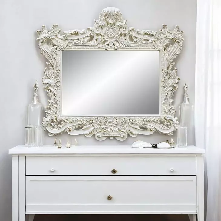 Adara Antique White Rectangular Dresser Mirror