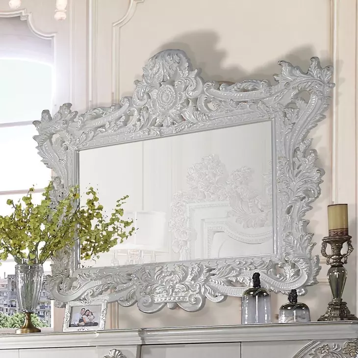 Adara Antique White Rectangular Dresser Mirror