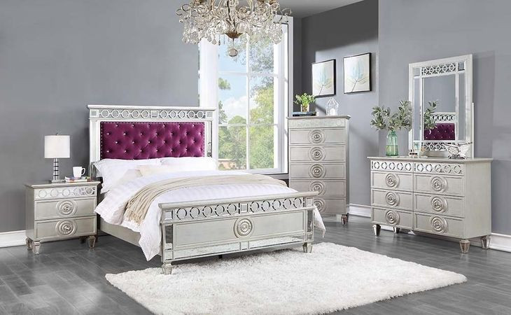 Varian Burgundy and Silver Twin Upholstered Panel Bed with Nailhead Trim