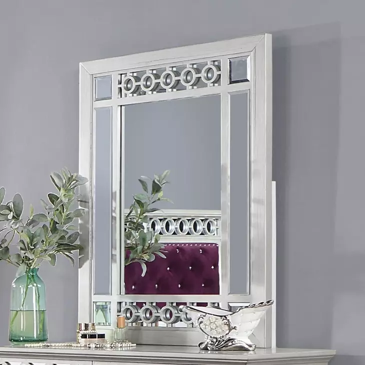 Varian Silver Rectangular Dresser Beveled Mirror