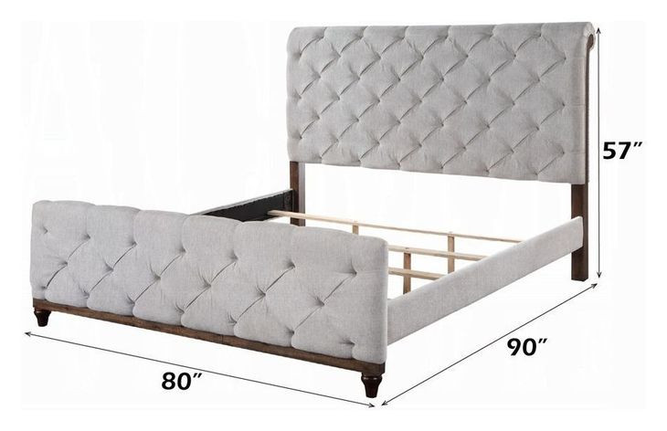 Andria Reclaimed Oak and Beige King Upholstered Panel Bed
