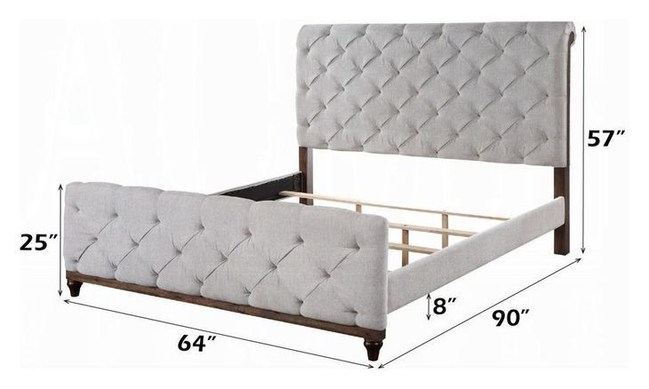 Andria Reclaimed Oak and Beige Queen Upholstered Panel Bed