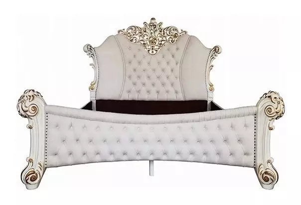 Vendome Cream and Antique Pearl King Upholstered Panel Bed