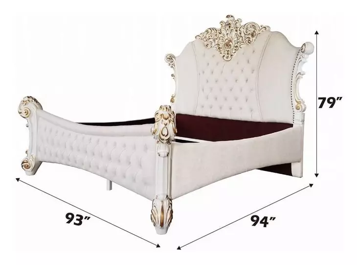 Vendome Cream and Antique Pearl King Upholstered Panel Bed