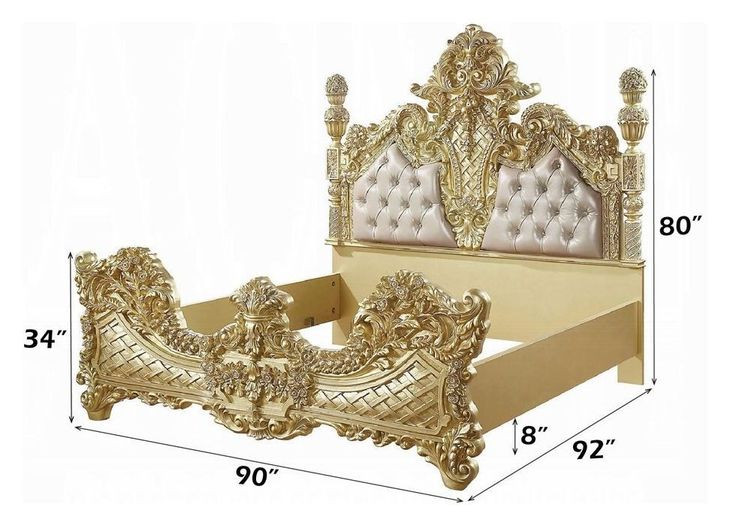 Cabriole Light Gold and Gold King Upholstered Novelty Bed