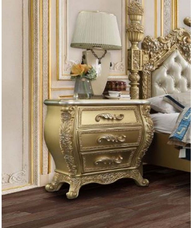 Cabriole Gold 3 Drawer Nightstand