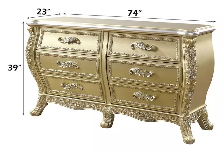 Cabriole Gold 6 Drawer Dresser