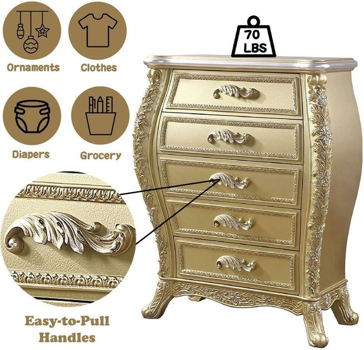 Cabriole Gold 5 Drawer Chest