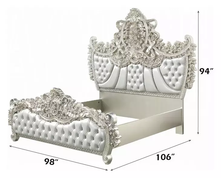 Sandoval Beige and Champagne King Upholstered Panel Bed