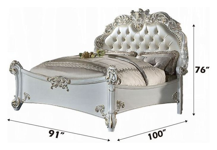 Vendome Beige and Antique Pearl California King Upholstered Panel Bed with Nailhead Trim