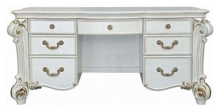 Vendome Antique Pearl 7 Drawer Vanity Desk