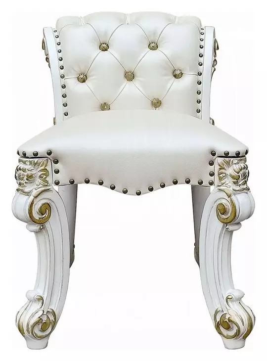 Vendome Beige Upholstered Vanity Stool with Nailhead Trim