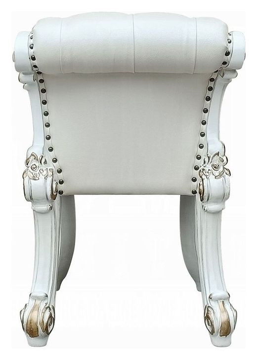 Vendome Antique Pearl Upholstered Panel Bedroom Set with Nailhead Trim