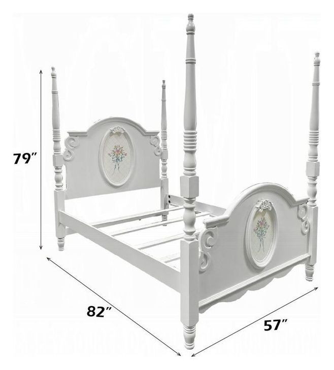 Flora White Full Poster Bed