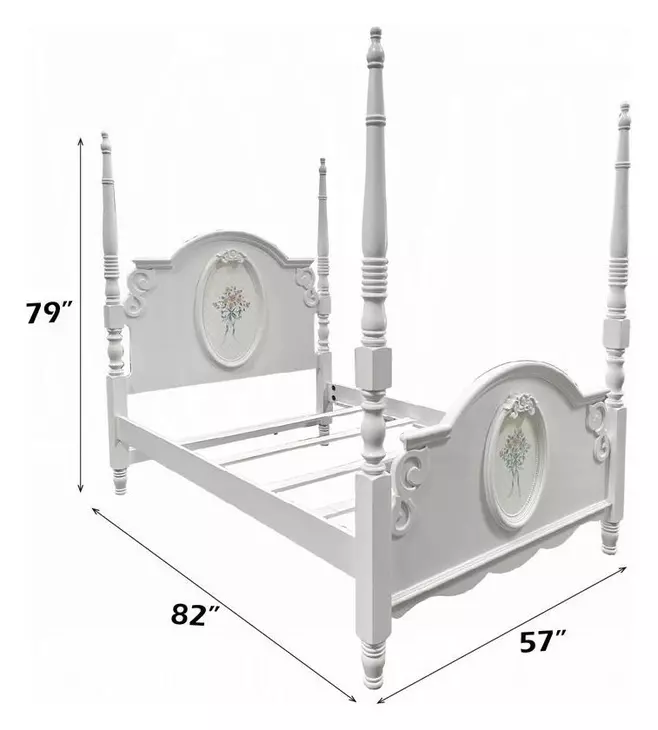 Flora White Full Poster Bed