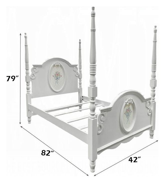 Flora White Twin Poster Bed