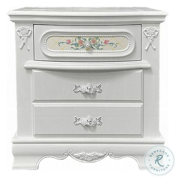 Flora White 2 Drawer Nightstand