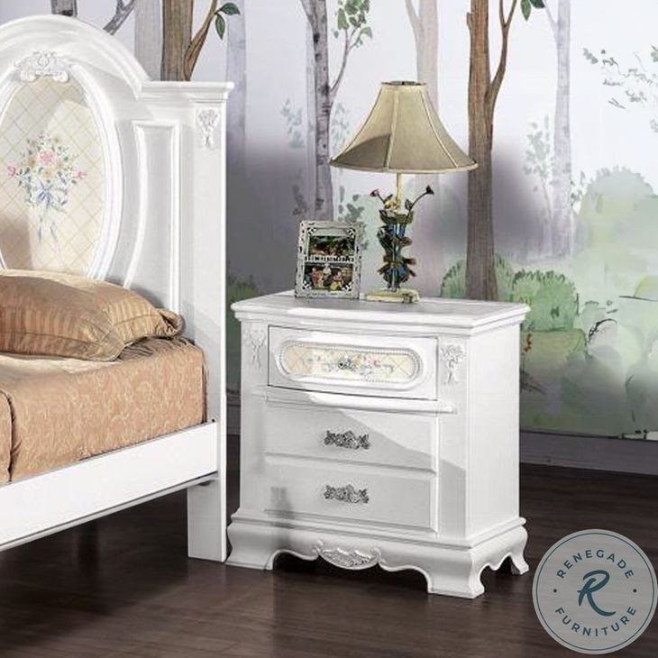 Flora White 2 Drawer Nightstand