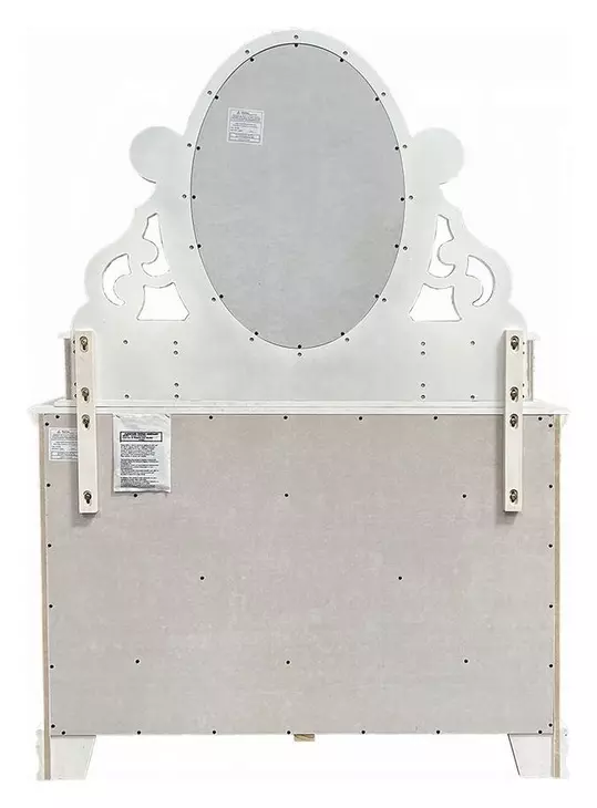 Flora White Oval Dresser Mirror with Jewelry Storage