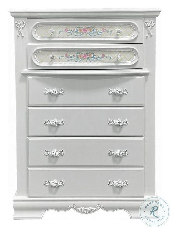 Flora White 5 Drawer Chest