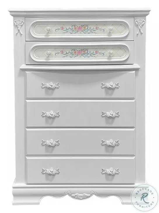 Flora White 5 Drawer Chest