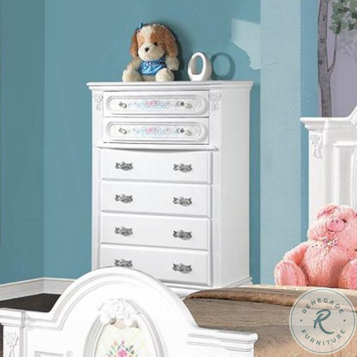 Flora White 5 Drawer Chest