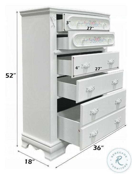 Flora White 5 Drawer Chest
