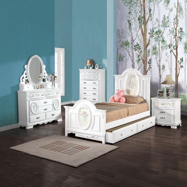 Flora White Full Storage Panel Bed