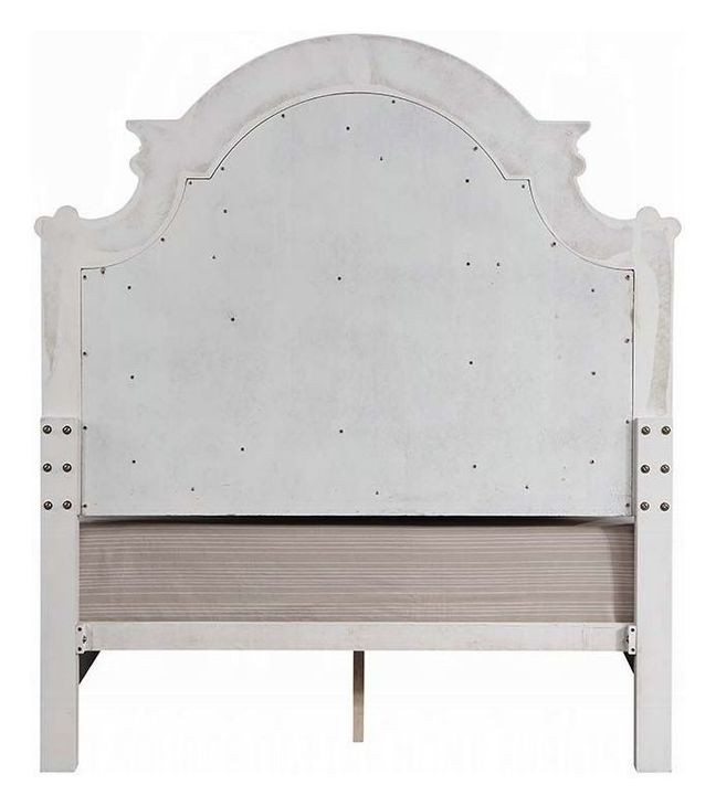 Florian Gray and Antique White Queen Upholstered Panel Bed