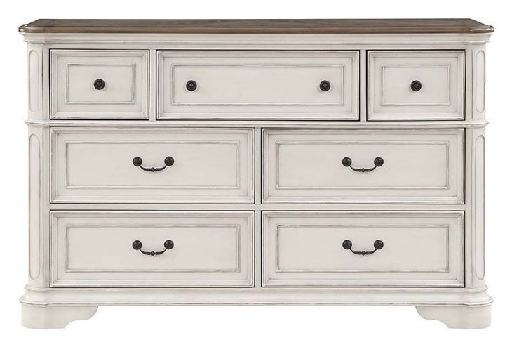 Florian Brown and Antique White 7 Drawer Dresser