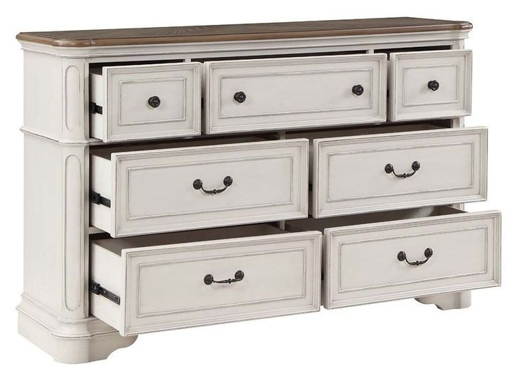 Florian Brown and Antique White 7 Drawer Dresser