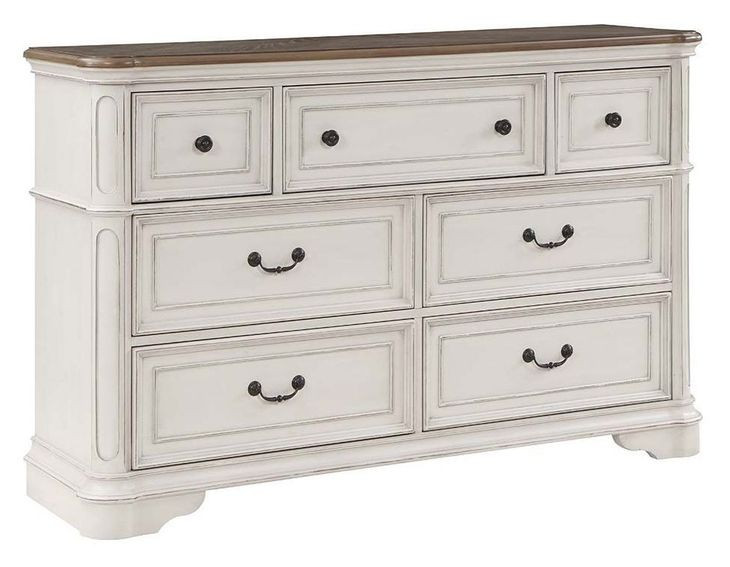 Florian Brown and Antique White 7 Drawer Dresser