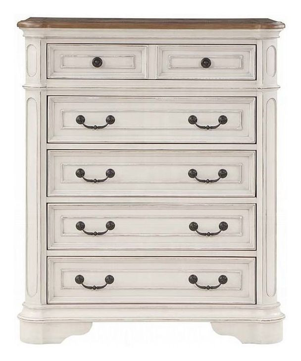 Florian Brown and Antique White 5 Drawer Chest