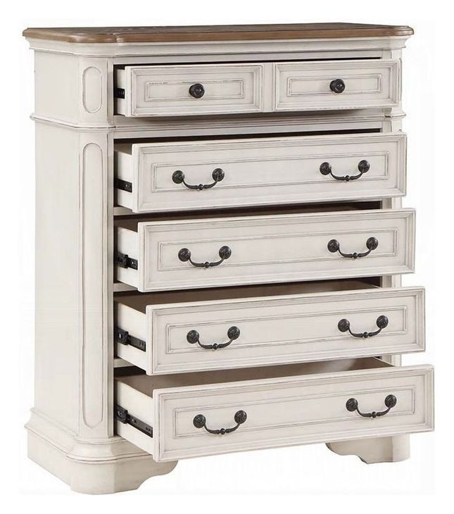 Florian Brown and Antique White 5 Drawer Chest